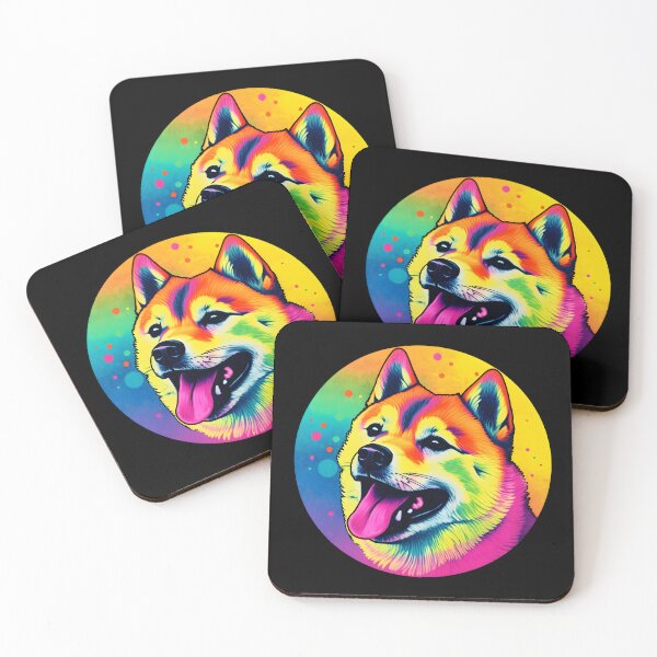Item preview, Shiba Inu Dog Portrait on a Neon Background designed and sold by Shiba-Inu-Art.