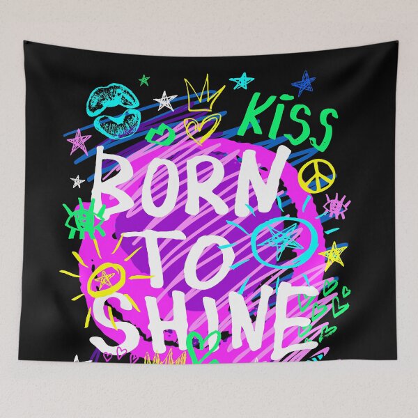 Item preview, Born to shine wild party. Funny t-shirt aesthetic doodle stickers designed and sold by Bearlala.