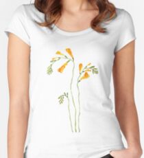 yellow freesia flower watercolor Women's Fitted Scoop T-Shirt