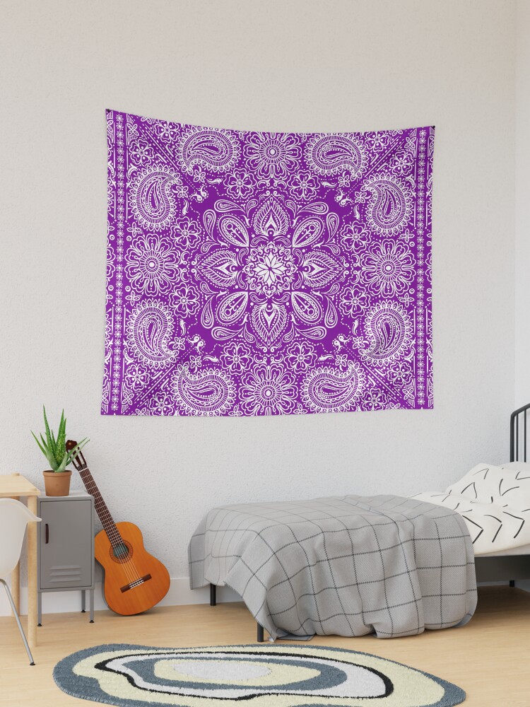 Purple and white tapestry hot sale