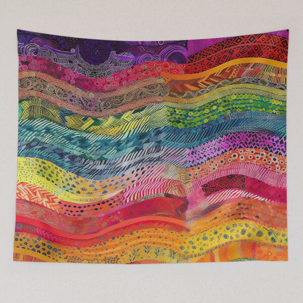 Item preview, Colorful floral pattern wallpaper fabric ornament Spring Cheerful designed and sold by goldufeenstaub.