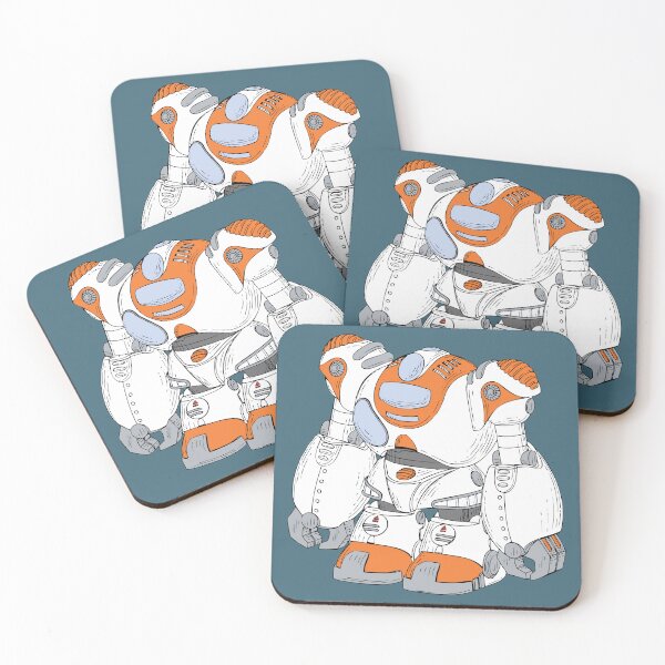 Item preview, Orange and White Robot on Teal designed and sold by KatsCanvas.