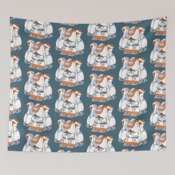 Item preview, Orange and White Robot on Teal designed and sold by KatsCanvas.