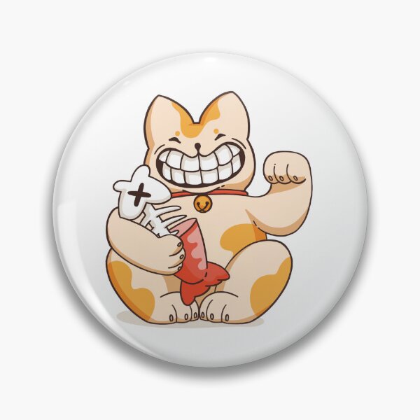Item preview, Smiling lucky fortune cat (maneki neko) with fish skeleton designed and sold by polikhay.