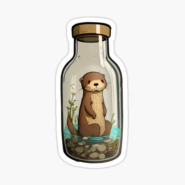 Artikel-Vorschau von Otter in einem Glas, das in einem Teich sitzt, designt und verkauft von PawsInAJar.
