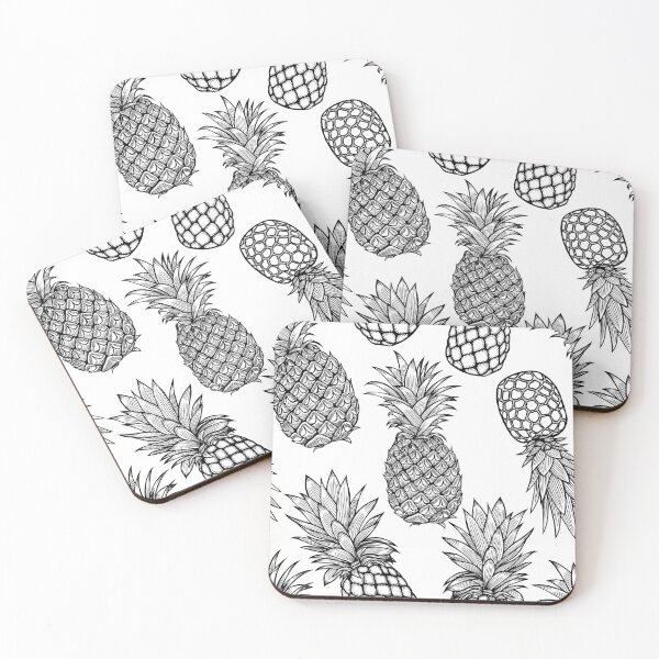 Item preview, Black on White Pineapple Pattern designed and sold by KatsCanvas.