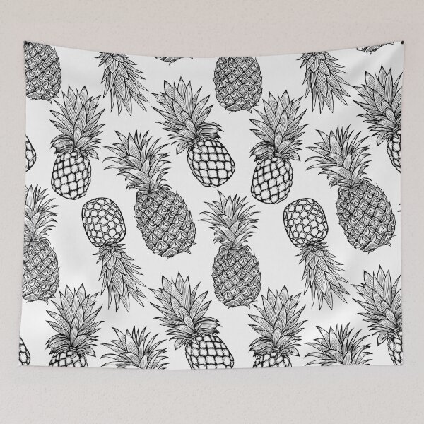 Item preview, Black on White Pineapple Pattern designed and sold by KatsCanvas.