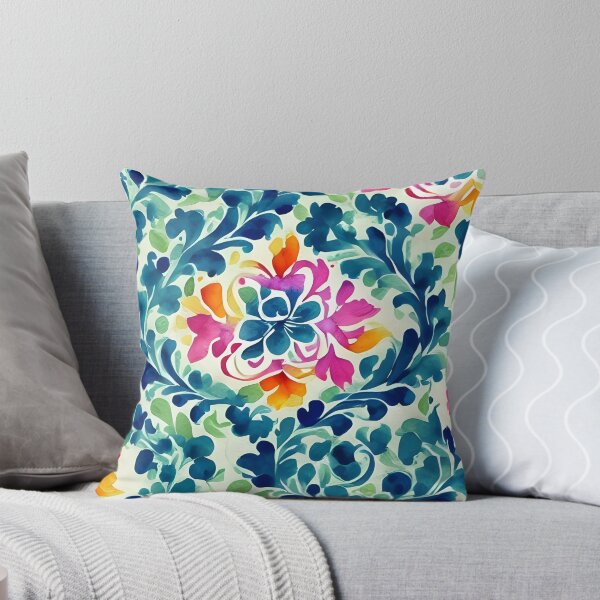 Item preview, Colorful damask pattern, watercolor oriental flowers designed and sold by patterncrow.