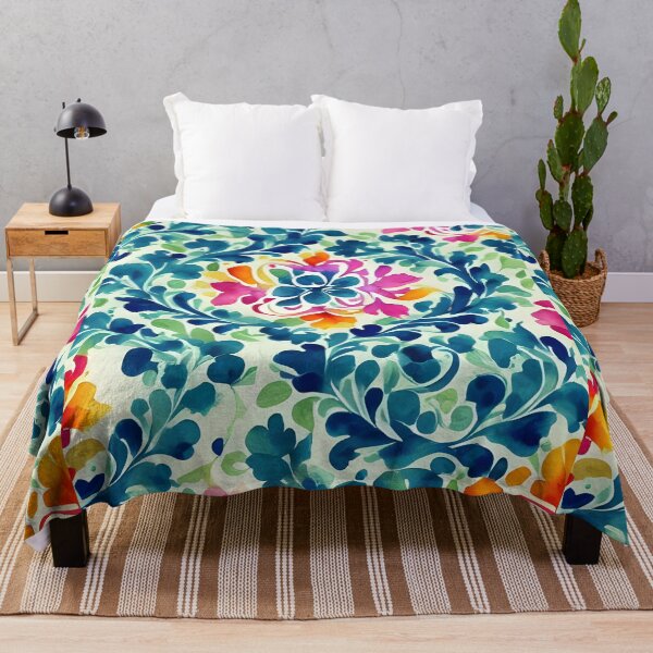 Item preview, Colorful damask pattern, watercolor oriental flowers designed and sold by patterncrow.