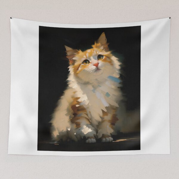 Item preview, Feline Vigilance: A watchful kitty oil painting designed and sold by KH-GardenEden.
