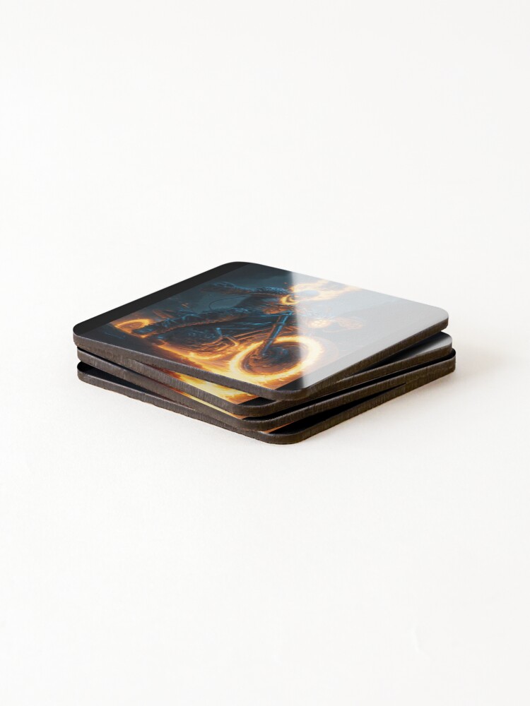 Thumbnail 4 of 5, Coasters (Set of 4), Ghost Rider designed and sold by AIartCANVAS.
