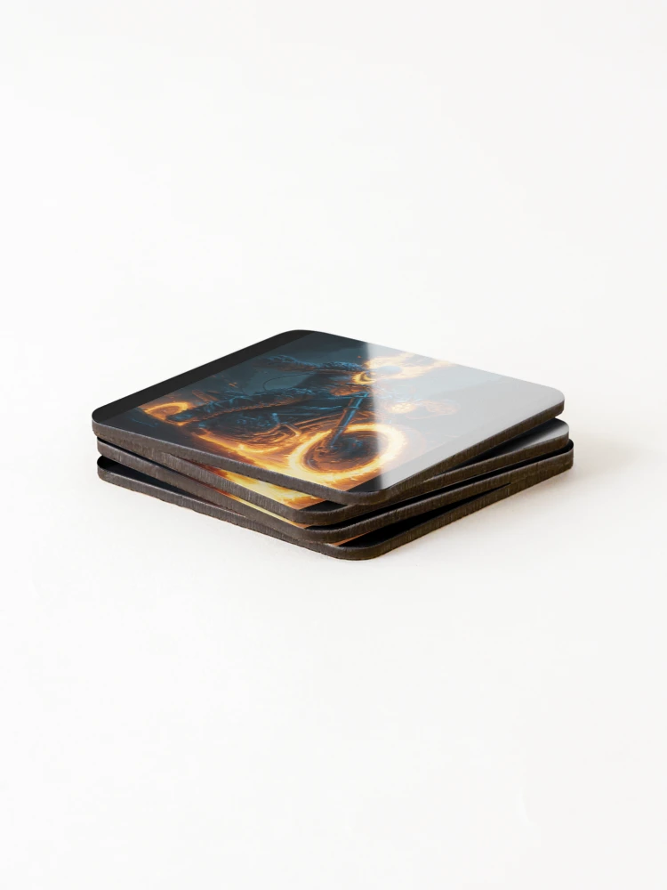 Thumbnail 4 of 5, Coasters (Set of 4), Ghost Rider designed and sold by AIartCANVAS.