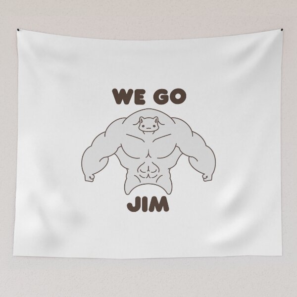 Item preview, WE GO JIM White Muscle Cat designed and sold by ahahaitsart.
