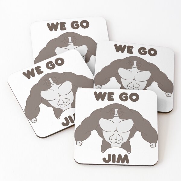 Item preview, WE GO JIM Black and White Muscle Cat designed and sold by ahahaitsart.