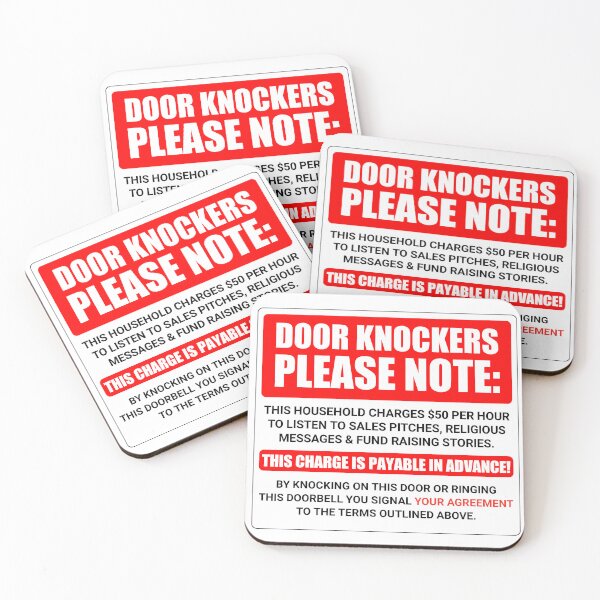 Item preview, Funny warning sign DOOR KNOCKERS PLEASE NOTE Sign warning solicitation home stickers designed and sold by cizito.