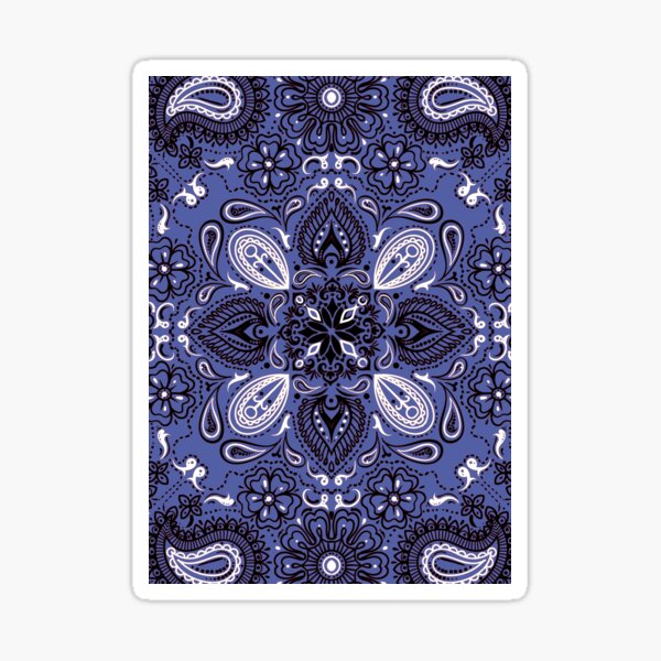 Item preview, Paisley Pattern - Bandana Style Mandala Symmetrical Flowers - Blue and White designed and sold by SoccaTamam.