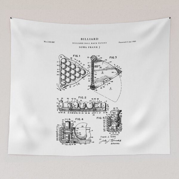 Item preview, Billiard Patent Drawing Blueprint designed and sold by Vintago.