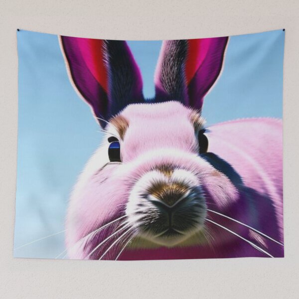 Item preview, Fluffy pink bunny, giant pink bunny surrealism, big pink bunny designed and sold by haRexia.