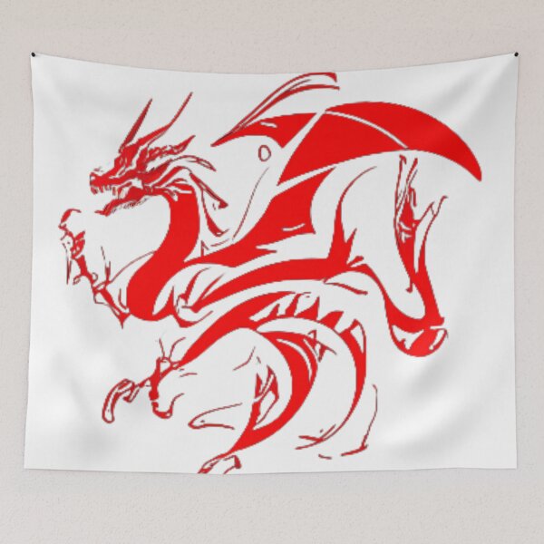 Item preview, "Abstract Tribal Dragon Pattern: Artistic Red Dragon in solid Red" designed and sold by 9000MilesToHome.