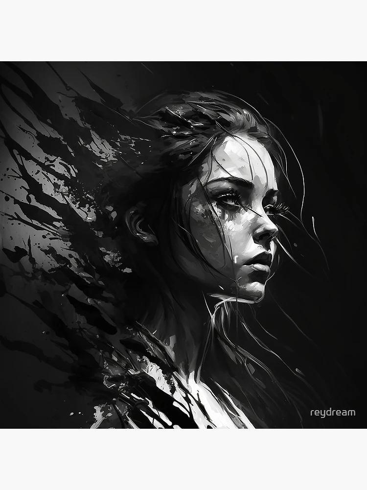 Abstract black and white beautiful girl art Painting by Princy Ian