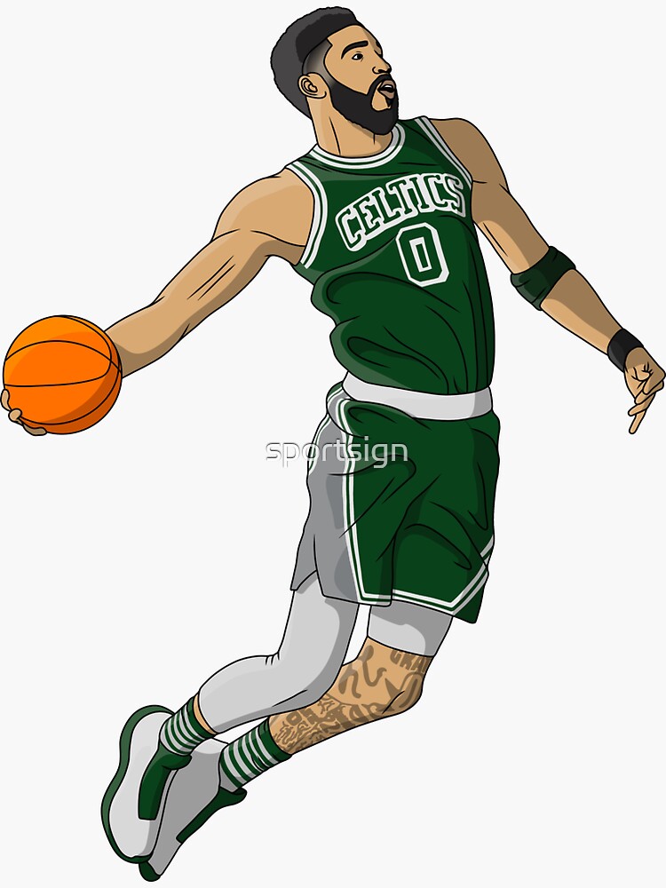 Jayson Tatum Graphic Toon Celtics Basketball White Tee Boston 