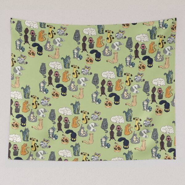 Item preview, Cat doodles green background designed and sold by jodeckdoodles.
