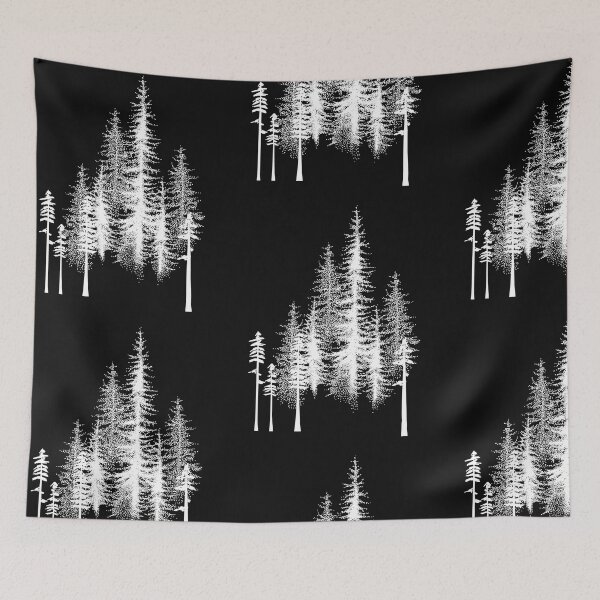 Item preview, Beautiful Pine Forests White Line Drawing Silhouette Design designed and sold by EarthArtDesigns.