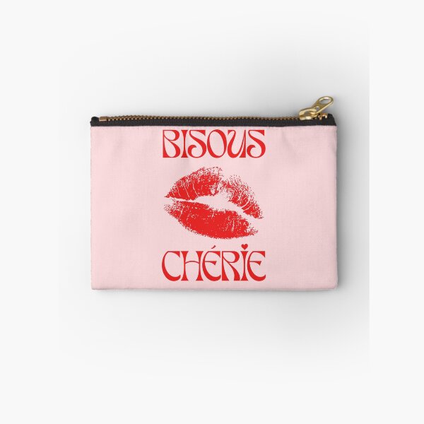 Aperçu de l'œuvre French Kiss - Bisous Cherie (Kisses Sweetheart in French) Affiche Française, Rose et Rouge, Vintage, Rétro créée et vendue par TheLoveShop.