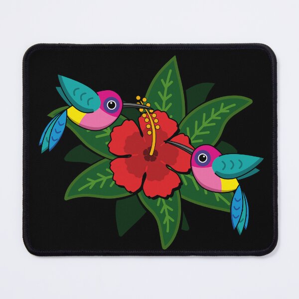 Item preview, Cute Hummingsbirds on Hibiscus Flower Cartoon designed and sold by BirdAtWork.