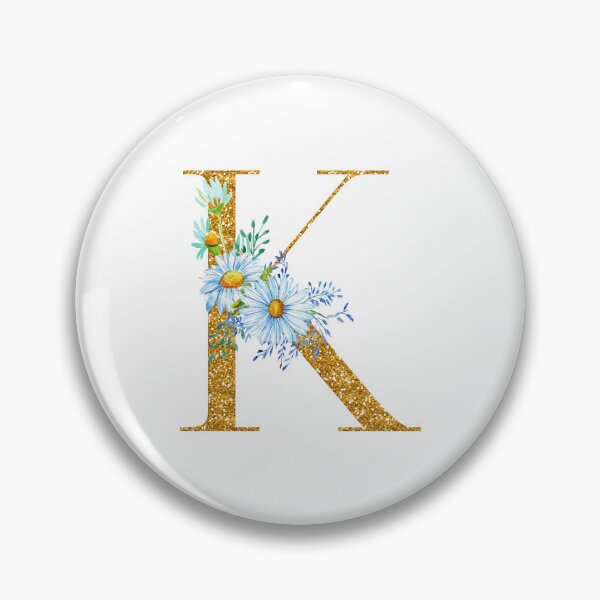 Item preview, Faux Gold Glitter Monogram Letter K with Daisy Flowers designed and sold by silviaol.
