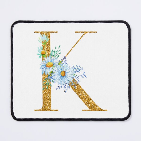 Item preview, Faux Gold Glitter Monogram Letter K with Daisy Flowers designed and sold by silviaol.