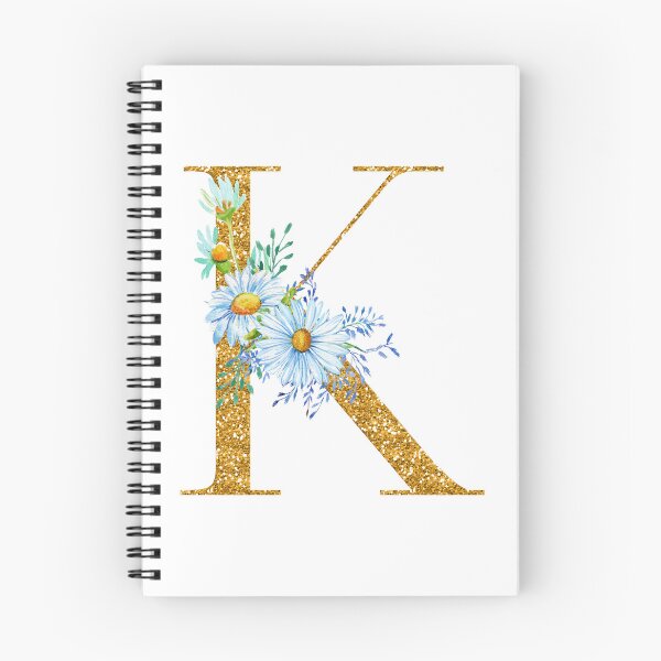 Item preview, Faux Gold Glitter Monogram Letter K with Daisy Flowers designed and sold by silviaol.