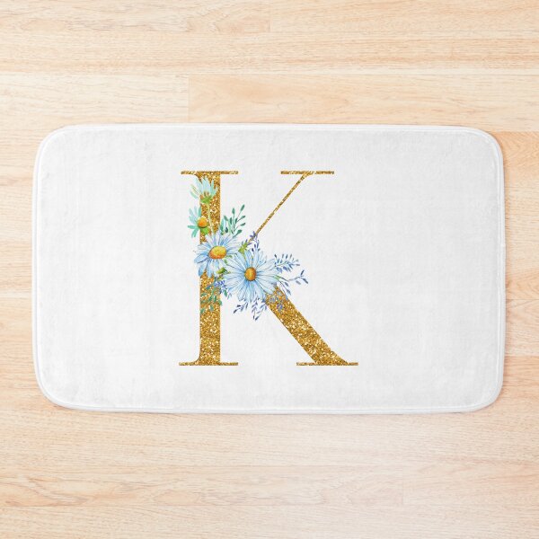 Item preview, Faux Gold Glitter Monogram Letter K with Daisy Flowers designed and sold by silviaol.