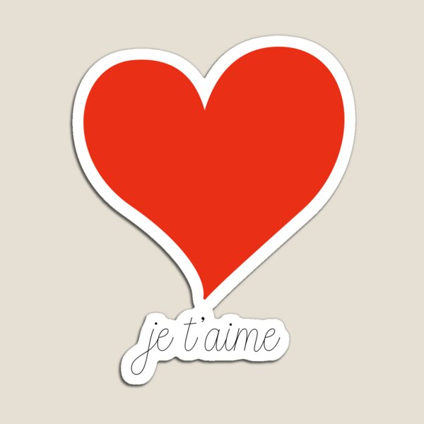 Aperçu de l'œuvre Je t'aime (je t'aime en français) affiche française, rose et rouge, vintage, rétro créée et vendue par TheLoveShop.