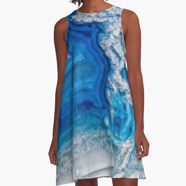 Blue and white agate crystal A-Line Dress
