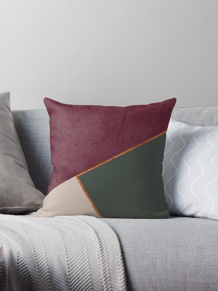 Burgundy and discount green throw pillows