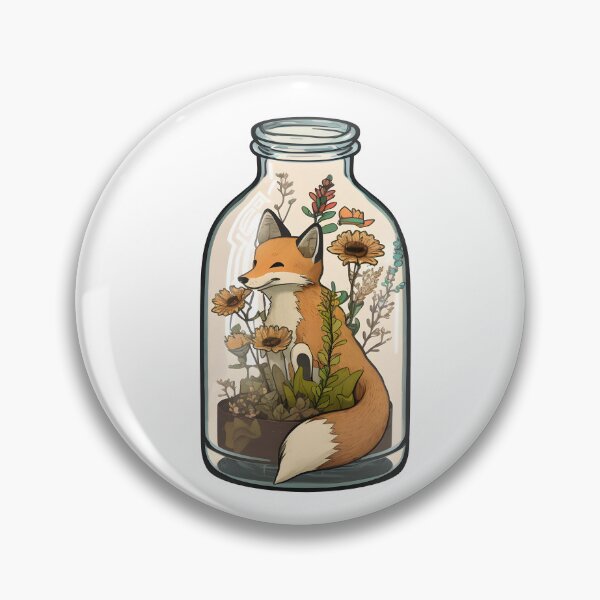 Item preview, Fox in a Jar Smelling Flowers designed and sold by PawsInAJar.