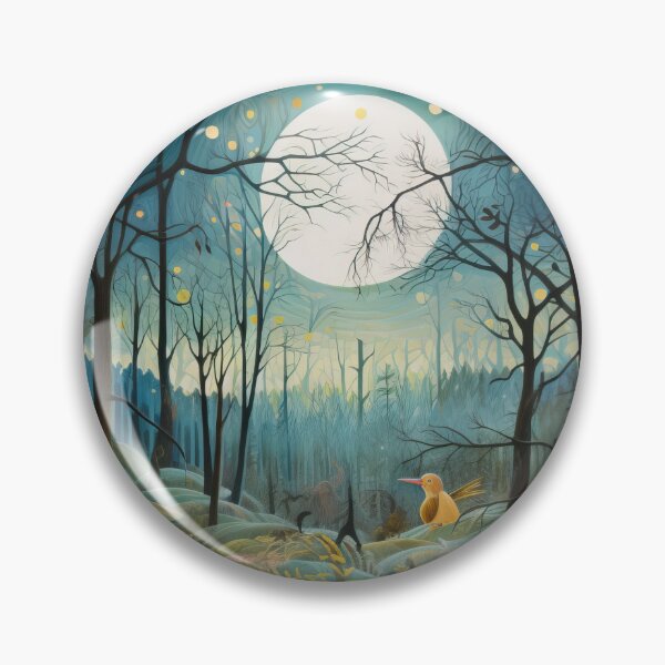 Item preview, Moonlit Clearing - Dark Forest Moonlit Clearing series, Folk Art style atmospheric dreamy digital painting - very high resolution designed and sold by CloudofKnowing.