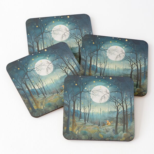 Item preview, Moonlit Clearing - Dark Forest Moonlit Clearing series, Folk Art style atmospheric dreamy digital painting - very high resolution designed and sold by CloudofKnowing.