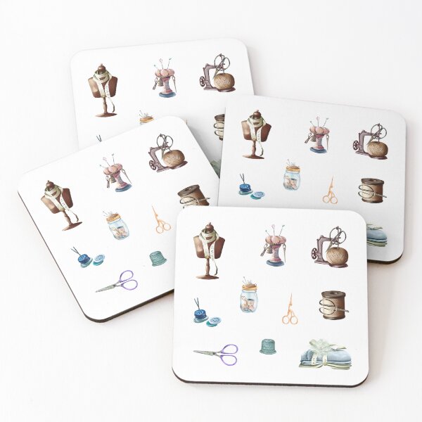 Item preview, Vintage Watercolor Sewing Accessories Collage designed and sold by silviaol.