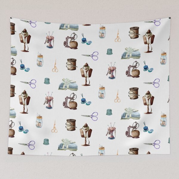Item preview, Vintage Watercolor Sewing Accessories Collage designed and sold by silviaol.