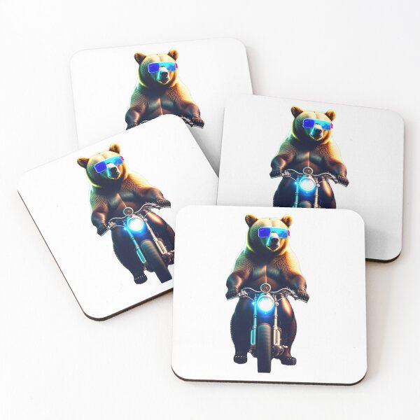 Item preview, Cool Grizzly Bear with Cyberpunk glasses on a moto. designed and sold by NewCoolWest.