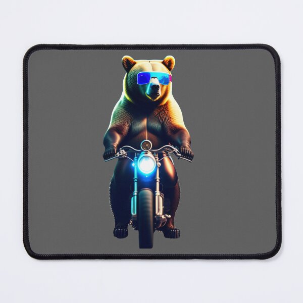 Item preview, Cool Grizzly Bear with Cyberpunk glasses on a moto. designed and sold by NewCoolWest.