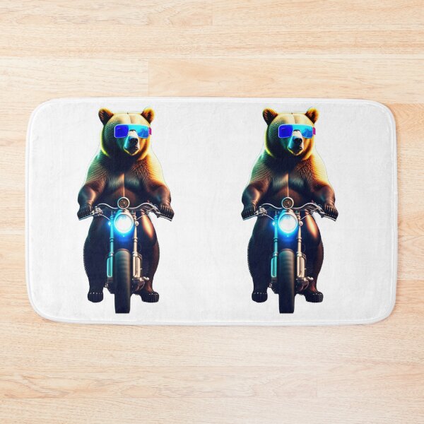 Item preview, Cool Grizzly Bear with Cyberpunk glasses on a moto. designed and sold by NewCoolWest.