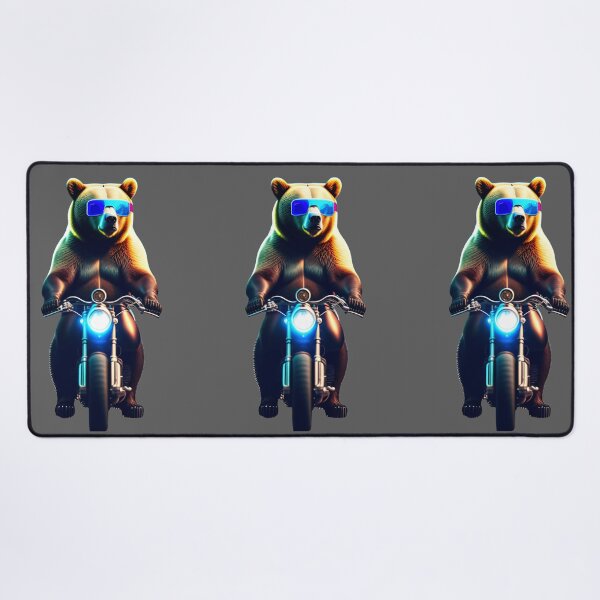 Item preview, Cool Grizzly Bear with Cyberpunk glasses on a moto. designed and sold by NewCoolWest.