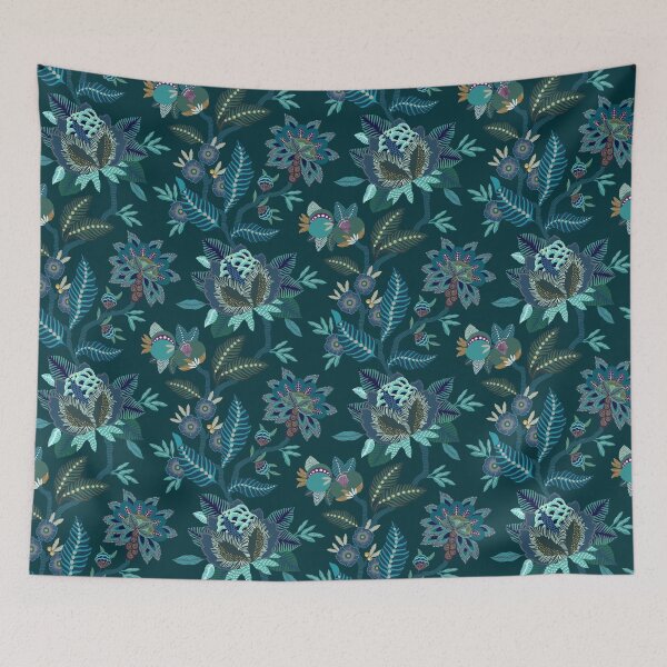 Item preview, Jacobean Floral - Deep Blue designed and sold by Sarah Thorpe Designs .