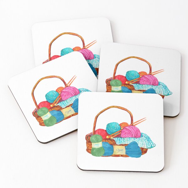 Item preview, Watercolor Basket with Knitting Yarn designed and sold by silviaol.