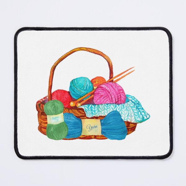 Artikelvorschau, Aquarellkorb mit Strickgarn entworfen und verkauft von silviaol.
