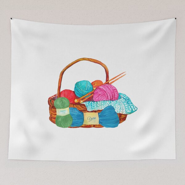 Item preview, Watercolor Basket with Knitting Yarn designed and sold by silviaol.
