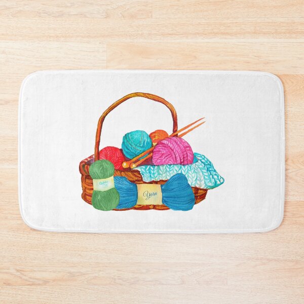 Item preview, Watercolor Basket with Knitting Yarn designed and sold by silviaol.